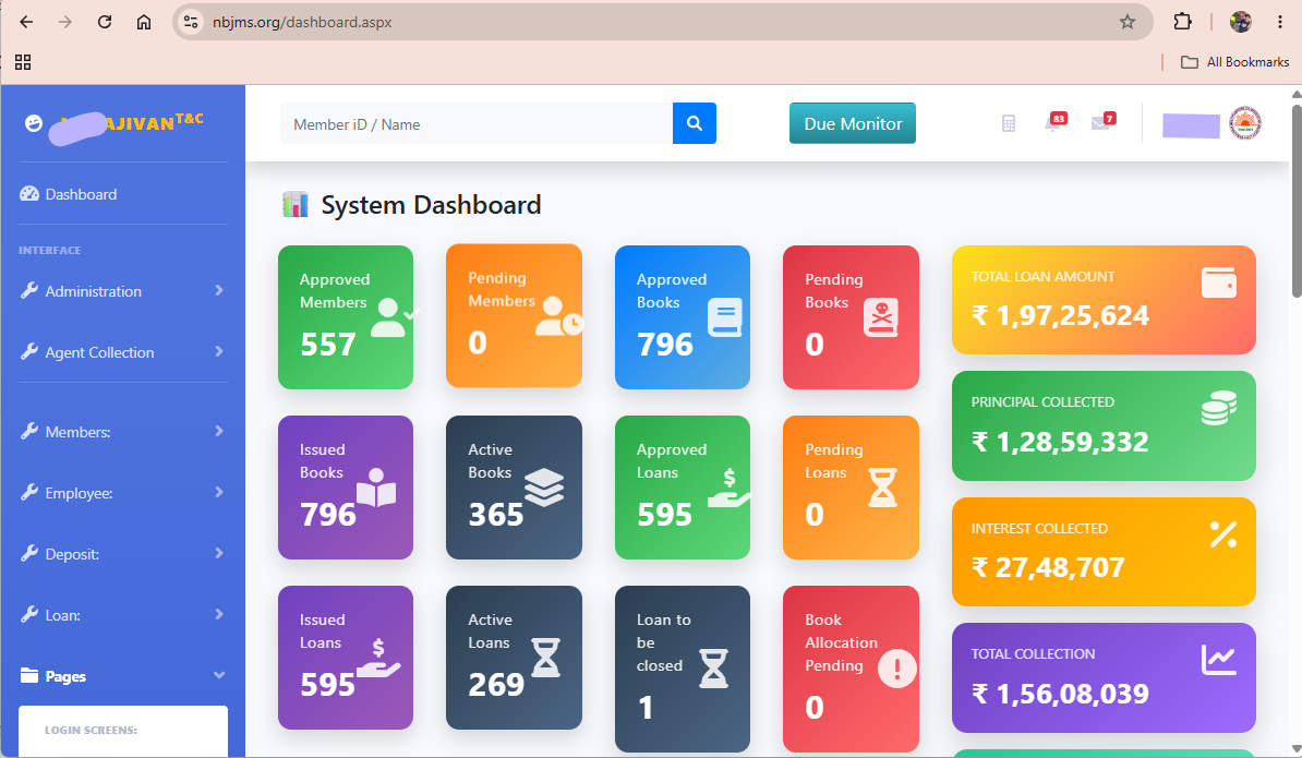 Financial Society Web App Interface